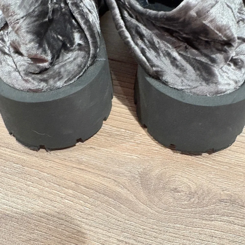 Free People Convertible Velvet Oxford Washed Shoes Women Grey 38 Platform